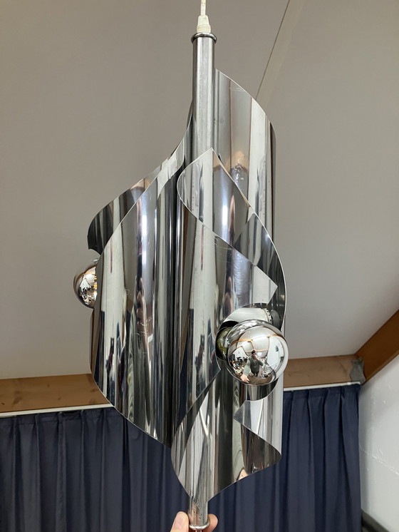 Image 1 of Vintage Jaren 60 Space Age Chromen Hanglamp