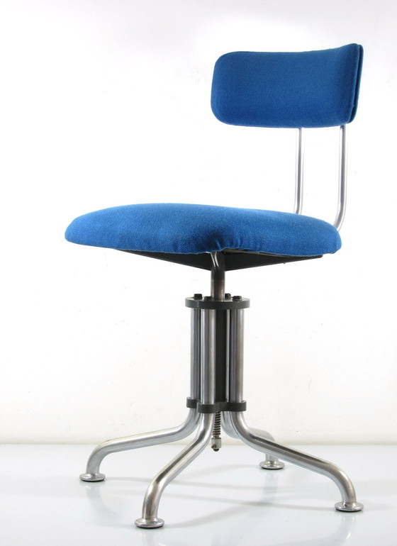 Image 1 of Chaise de bureau Gispen bleue vintage des années 1930