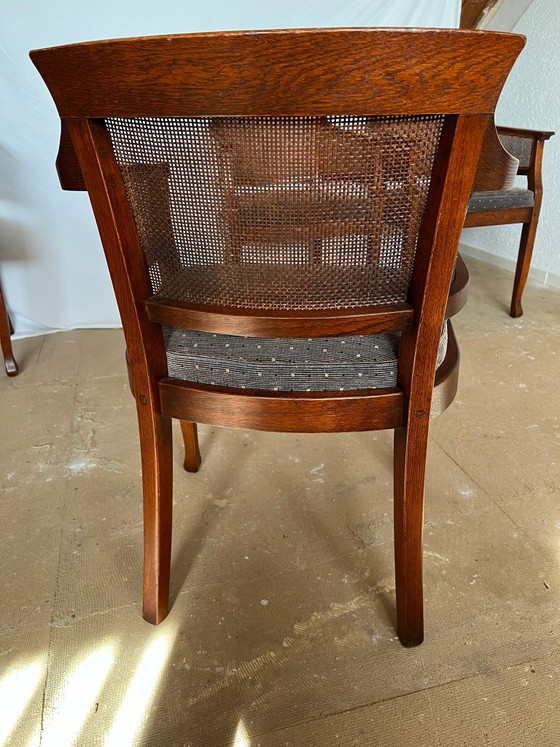 4 Bannink poltrone da pranzo Art Nouveau in legno di ciliegio – Sedie da pranzo, Rattan, Tessile (photo 2 of 6)