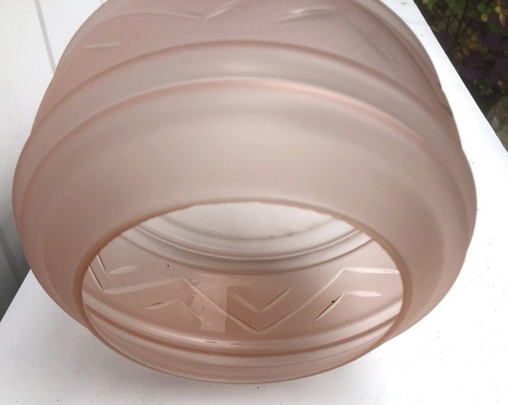 Image 1 of Lot of 5 art nouveau globes, 1900-1910, rose-colored, glass, Begium