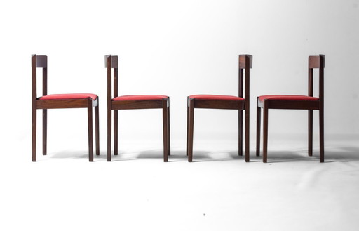 Ensemble de 4 chaises de salle à manger Dino Cavalli en palissandre