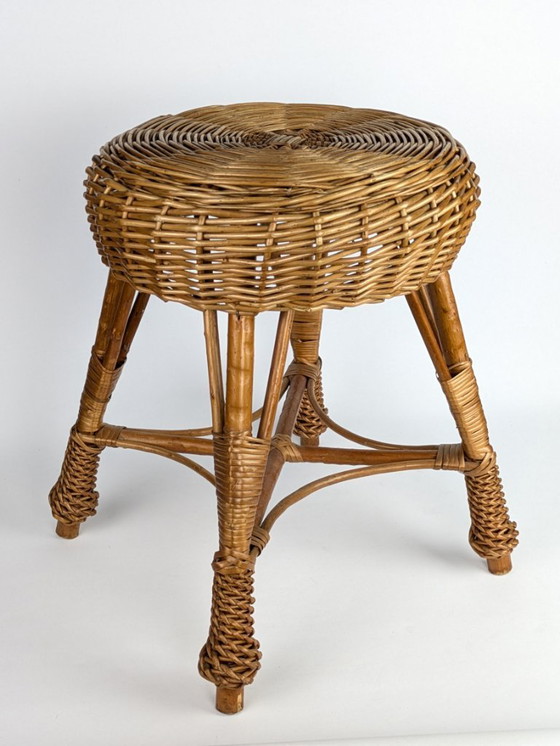 Image 1 of Vintage wicker stool, 1960