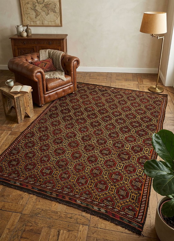 Large Vintage Anatolian Yoruk Kilim 284 × 202 Cm – Handwoven Wool Rug – Rugs & carpets (photo 3 of 10)