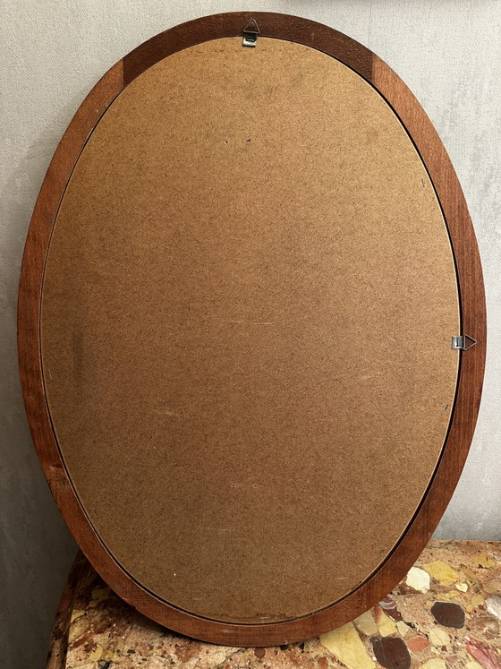 Miroir ovale vintage en bois teinté – 66 × 48,5 cm – Wood, Glass (photo 14 of 15)