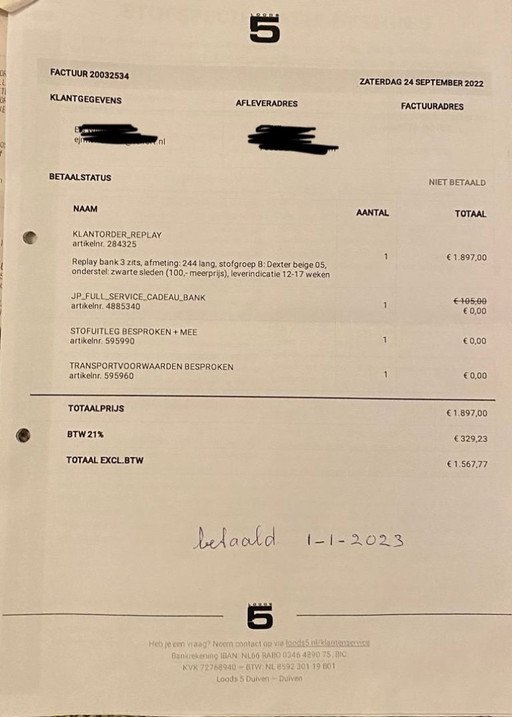 Als Nieuwe 3-Zits Bank