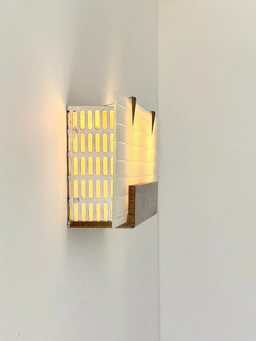 Vintage wandlamp, verchroomd metaal en mat glas, Frankrijk, 1940