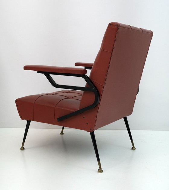 Image 1 of Mid-Century Modern Italian Faux Leather Small Armchair, 1960s