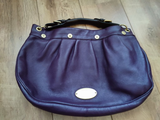 Mulberry Bag Purple Leather Mitzy East Hobo – schoudertassen, Metal