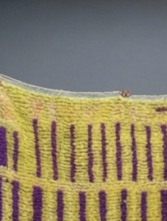 Image 1 of Grand tapis berbère fait main | Tapis marocain en laine | Violet, jaune et ivoire | Pièce unique