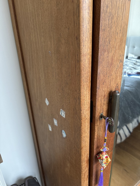 Image 1 of Teakhouten kast met spiegel