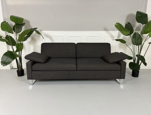 2x Brühl Alba Designer Sofa Couch Grau Stoff