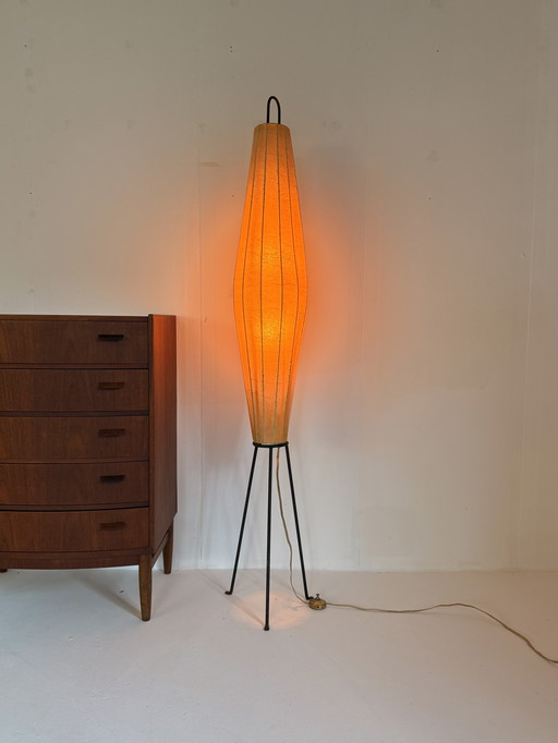 Vintage cocoon floor lamp 'Lugano', H. Klingele, Artimeta '60