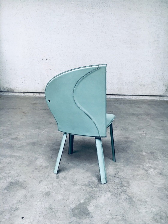 Image 1 of Postmodern Design Leather Dining Chair set by Mario Morbidelli for Naos, Italy 1980's
