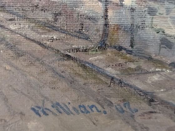 Painting, Old Painting by Hans Franz Edmund Killian - dated 1907, Art, Wood, Canvas, Blue (photo 9 of 13)