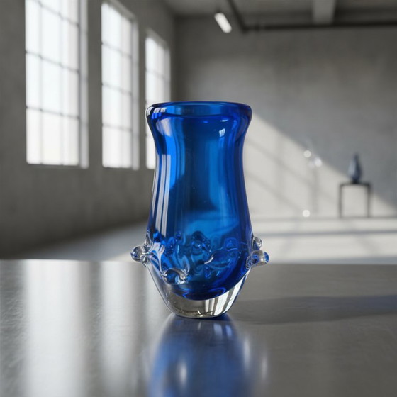 Image 1 of Special Palecek Ladislav Design Art Glass Blue Vase