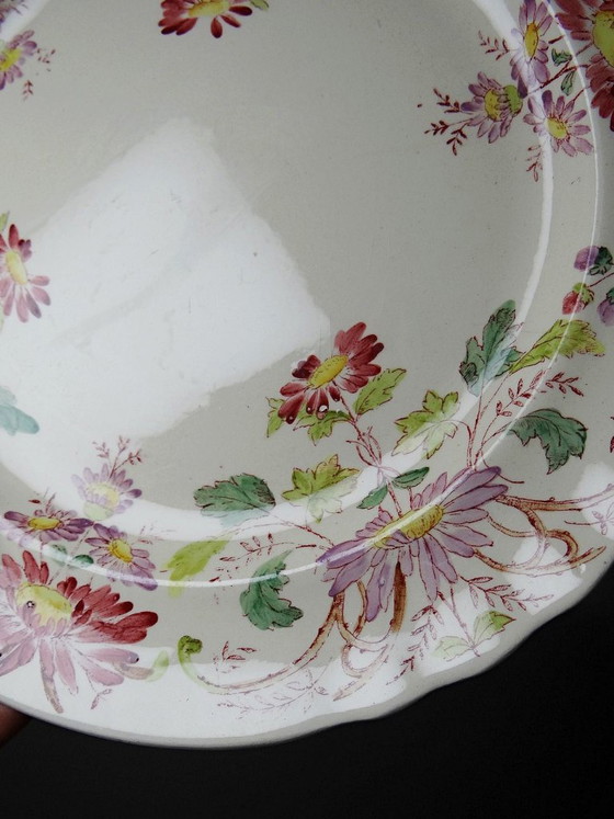 4 Antieke Longchamp Pâquerettes polychrome aardewerk dessertborden – Servies, Ceramic, Vintage (photo 10 of 15)