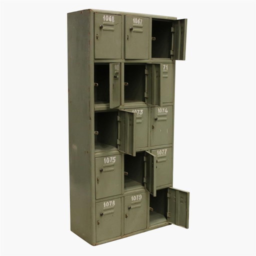 Old locker cabinet gray-green 185*83*40 cm