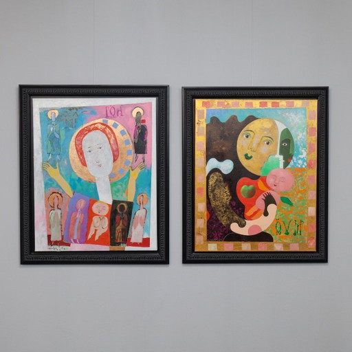 Dípticos figurativos pintados por Wouter Stips, Países Bajos, década de 2000.