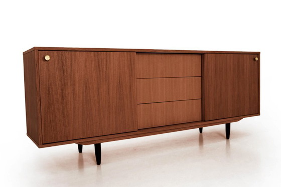 Image 1 of Dressoir gebeitst teak T-S05 schuifdeur en 3 laden