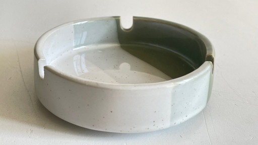 Striped stoneware ashtray, 1980s