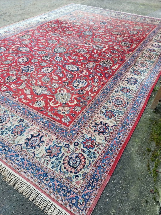 Image 1 of Alfombra Kashan Oriental XXL auténtica de 458x321 cm con parte superior anudada a mano.
