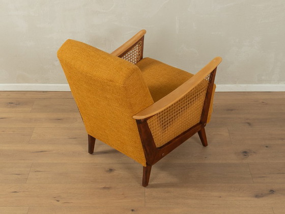 Fauteuil des années 1950 – Rattan, Textile (photo 4 of 8)
