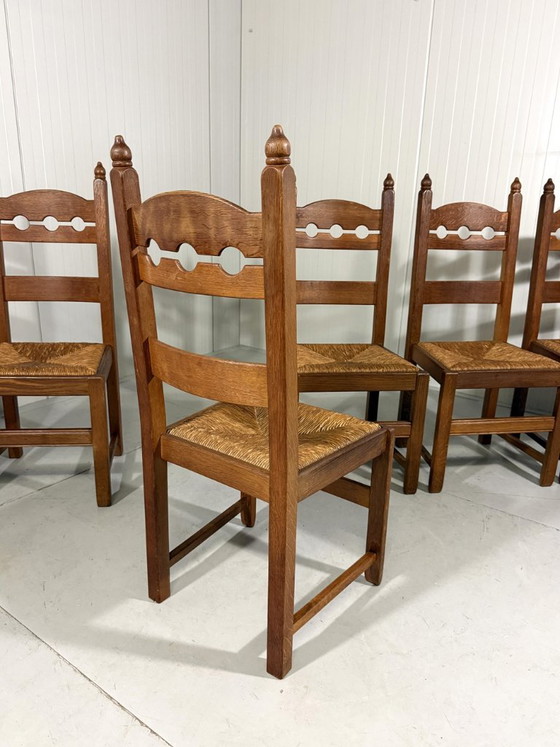 Rustieke Eiken Razor Back Eetkamerstoelen 1960’s – Wicker (photo 12 of 18)