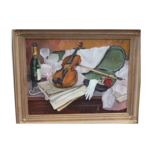 Painting with a violin – schilderijen tekeningen, Canvas