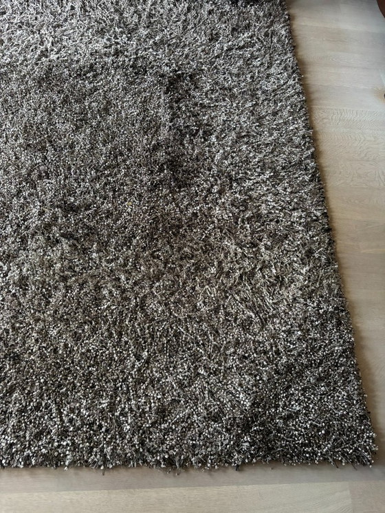 Image 1 of Alfombra cuadrada de pelo alto, marrón/gris (270x270)