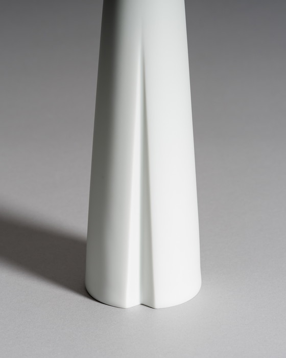Image 1 of Rosenthal Duo: Sculptural White Porcelain Icons by Lino Sabattini candleholder & Claus Josef Riedel Tulip Vase