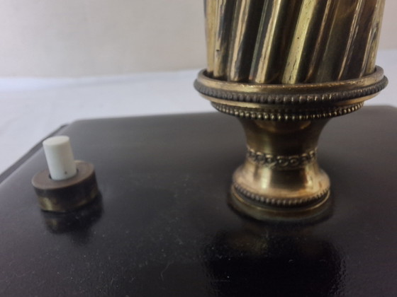 Image 1 of 1950s Jacques Adnet Style Leather and Twisted Brass Table Lamp/jute/midcentury modern/French designer