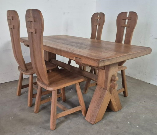De Puydt Art Furniture oak dining table set