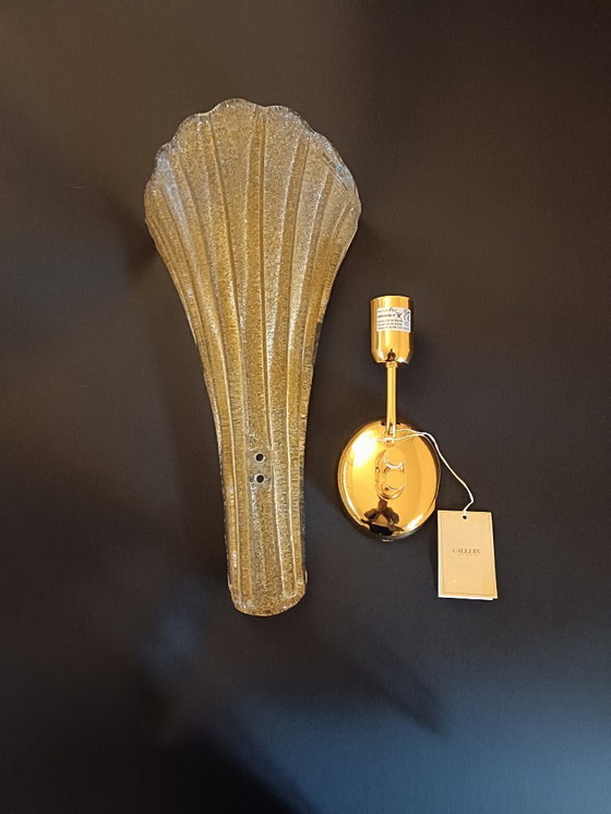 Image 1 of MuranoDue Grote "Fiaccola" wandlamp 46 cm - Identiteitscertificaat - Nieuw bladgoud