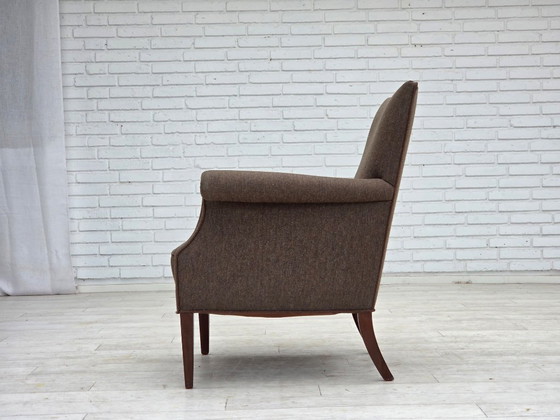 Image 1 of 1960s, Danish armchair, furniture wool, ash wood legs.