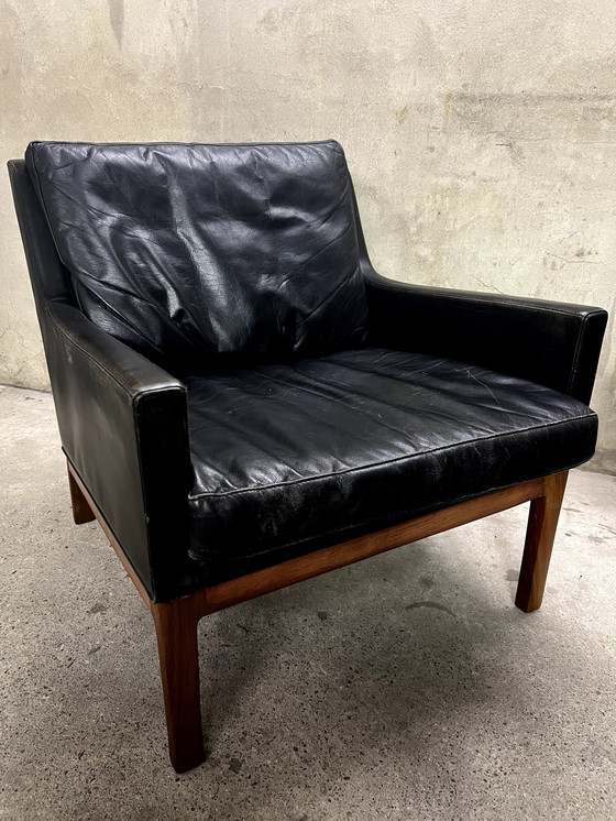 Image 1 of 2X Fauteuil en cuir V. Kai Lyngfeldt Larsen / Soren Willadsen Années 60Er-70Er