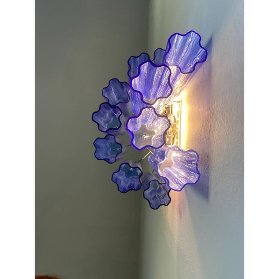 Image 1 of Modern Blue Tronchi Glass Wall Sconce – Venini Style