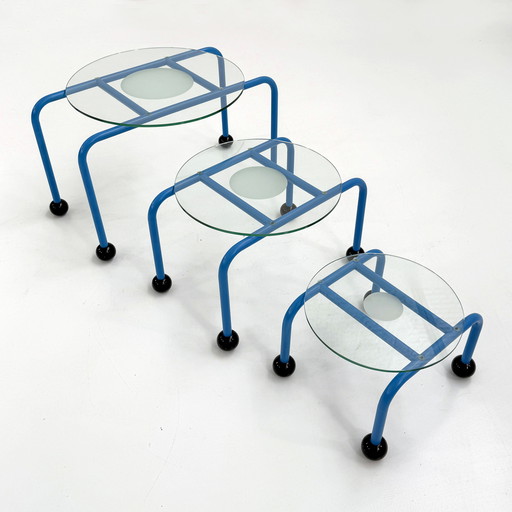Ensemble de tables gigognes postmodernes par Nanda Vigo, années 1980
