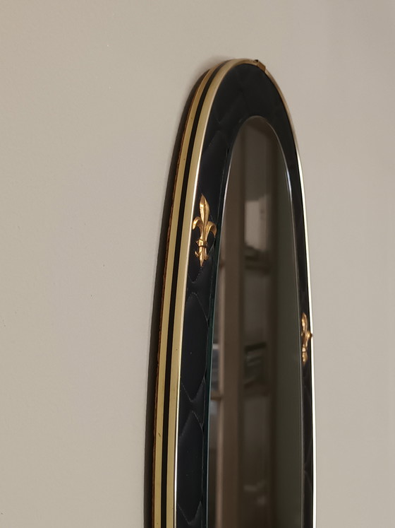 Image 1 of Specchio ovale vintage nero e oro