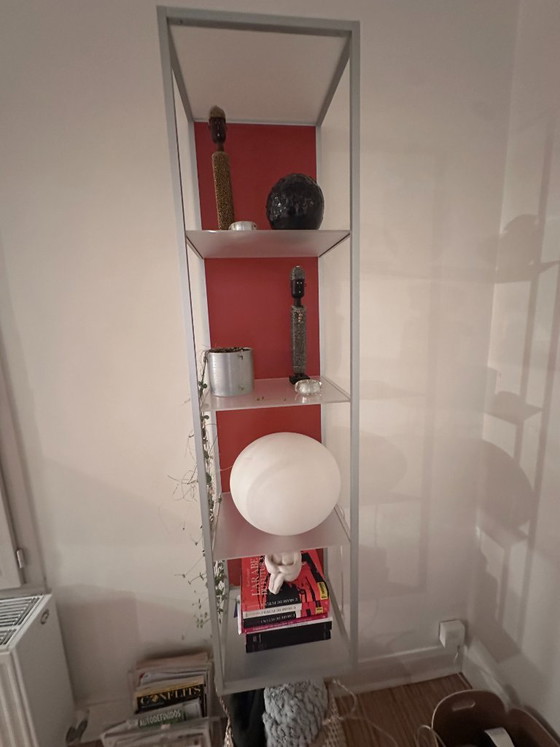 Molteni&C column Shelving unit, grey and red metal, Italian design, Plexiglass, Silver, Modern (photo 3 of 5)