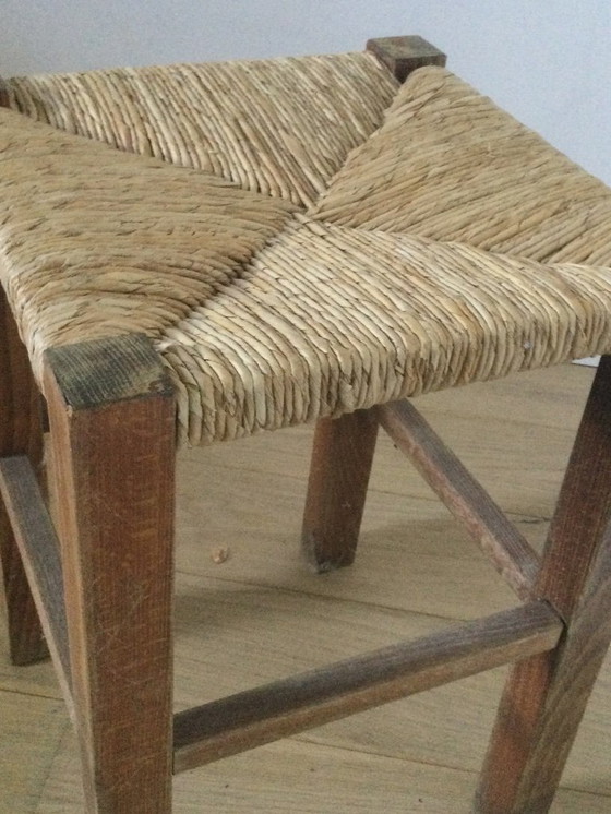 Image 1 of Brutalist stool with a woven seat