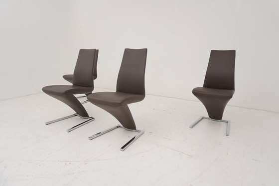 Image 1 of Rolf Benz 7800 Leder braun 4 Stühle Stuhl Stühle Freischwinger Klassiker