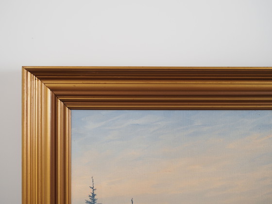 Image 1 of Peinture "Deux cerfs au bord de l'eau", design danois, années 1960, par Wolmer Zier