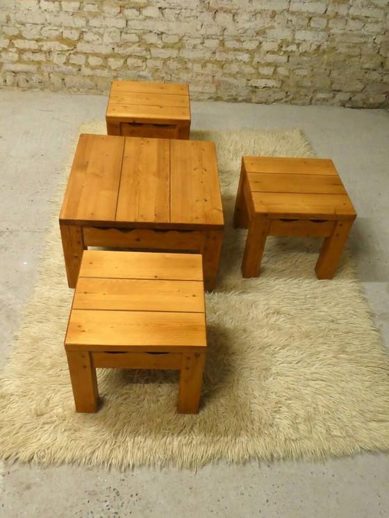 pine living room set, 1980 – Coffee tables, Wood, Vintage (photo 8 of 10)