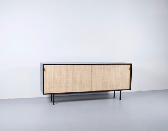 Image 1 of FLORENCE KNOLL SIDEBOARD MODEL 116 WOOD, LEATHER AND RAFFIA 1960