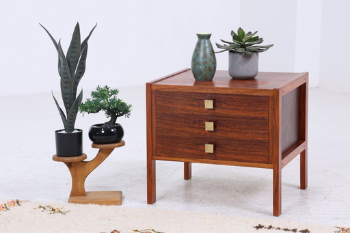 Wonderful vintage bedside table 60s | Mid - Century wooden bedside table with drawers rosewood storage #07-47