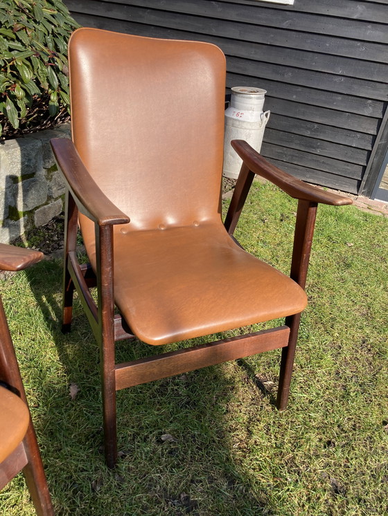 Image 1 of Van Teeffelen-Sessel mit cognacfarbener Kunstlederpolsterung