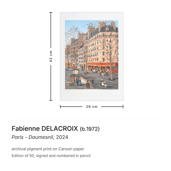 Image 1 of Fabienne DELACROIX Paris - Daumesnil Impresión pigmentada de archivo firmada 2024