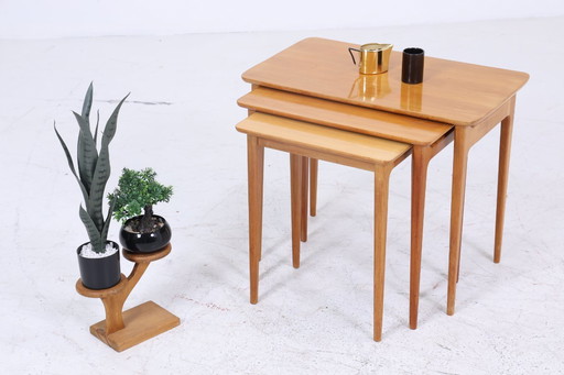 Vintage Tables gigognes années 60 | Mid Century Tables basses | 3 Tables d'appoint années 60 Bois d'angle #08-13