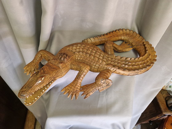 Image 1 of Grand crocodile alligator en bois