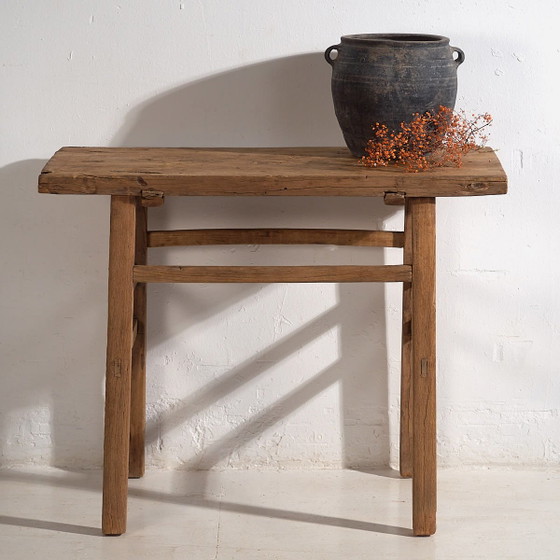 Antieke houten console tafel (ca. 1920) #6, Bruin, Rustic (foto 37 van 37)